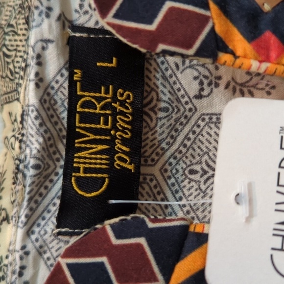 Chinyere Print Multi Flavo Frill Traditional Indian Shirt Men's Size Large - New - Picture 8 of 10